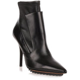 Black leather stretch ankle boot
