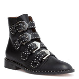 Elegant flat black leather boot
