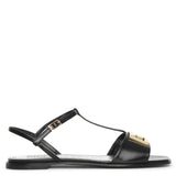 4G black T-bar sandals