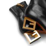 Triangle stretch leather boots