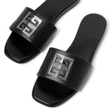 4G black and silver flat sandals