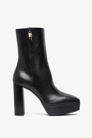 G Lock black platform ankle boots