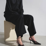 Show 75 black mesh slingbacks