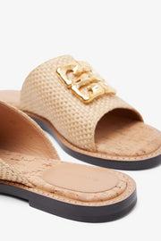 4G liquid raffia flat mules