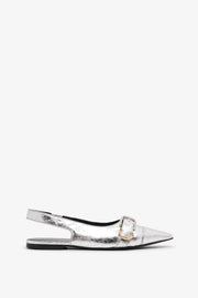 Voyou silver slingback flats