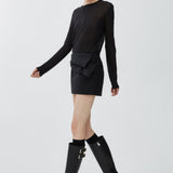 Bow black mini skirt