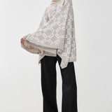 Monogram hooded cashmere poncho