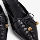 Black leather slingblacks