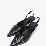 Black leather slingblacks