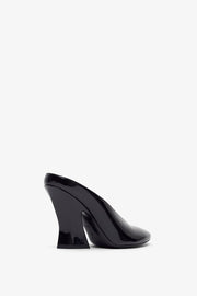 Sculpted heeled 95 black patent mules