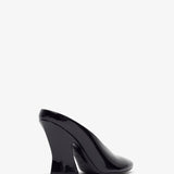 Sculpted heeled 95 black patent mules
