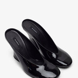 Sculpted heeled 95 black patent mules