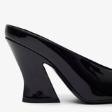 Sculpted heeled 95 black patent mules