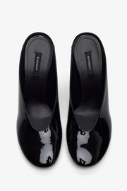 Sculpted heeled 95 black patent mules