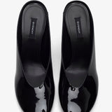 Sculpted heeled 95 black patent mules