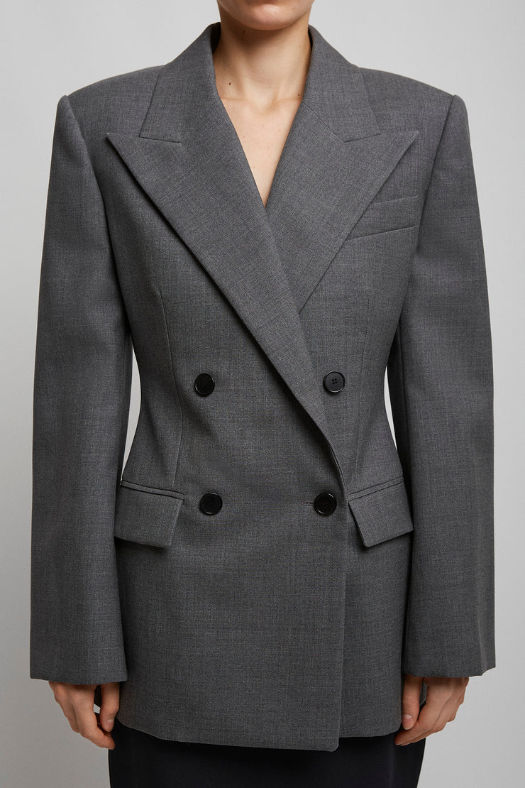 Double breasted grey jacket