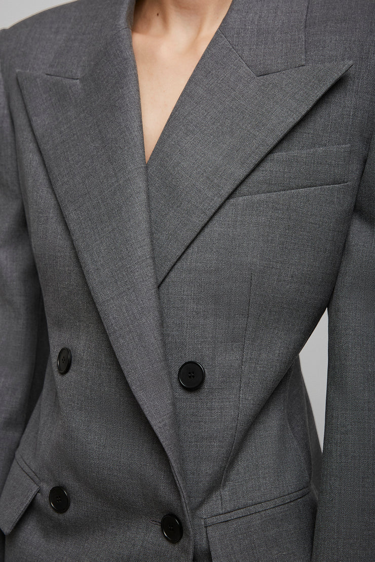 Double breasted grey jacket