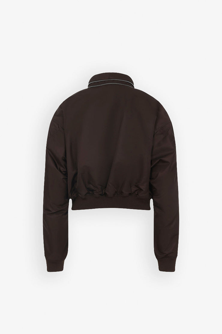 Brown zipped bomber jacket