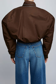 Brown zipped bomber jacket