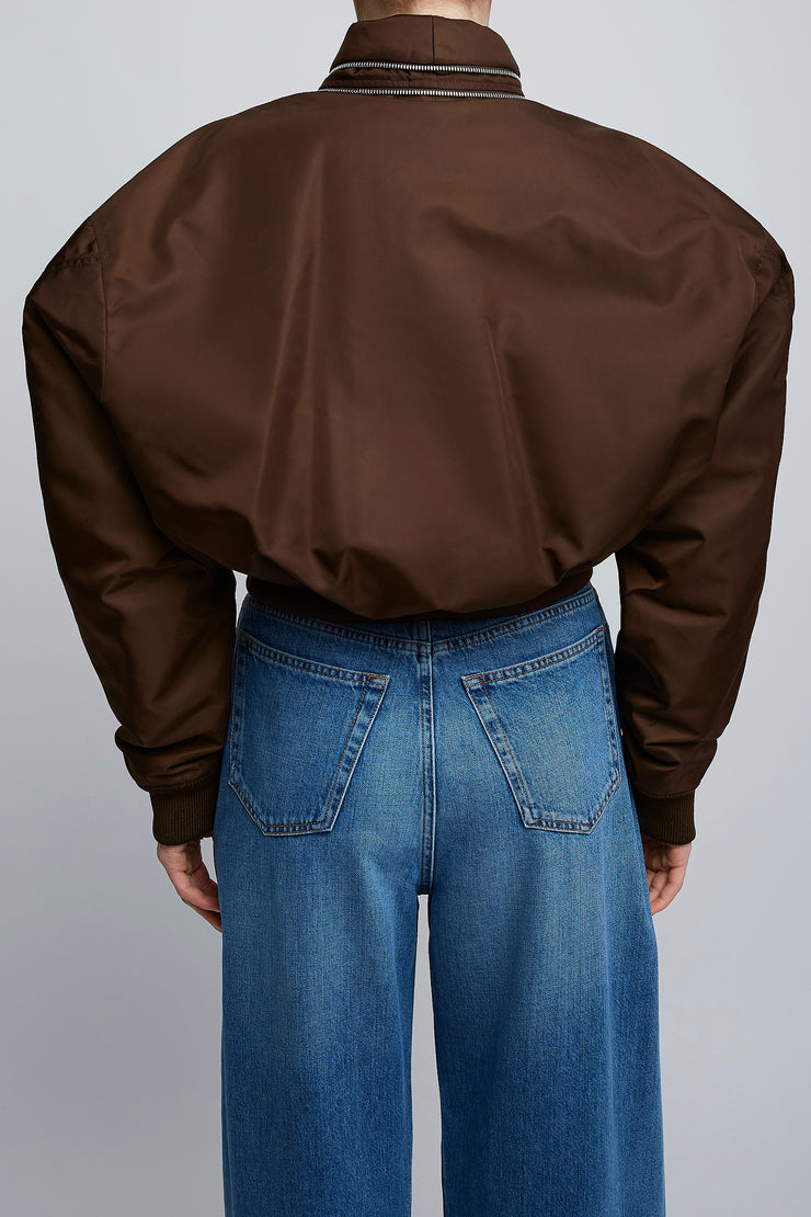 Brown zipped bomber jacket