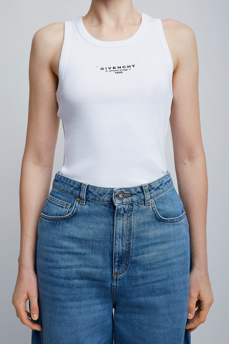 White logo tank top
