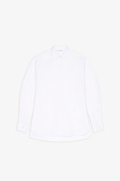 Cocoon white shirt with turned sleeves