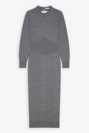Long sleeves grey cashmere dress