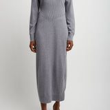 Long sleeves grey cashmere dress
