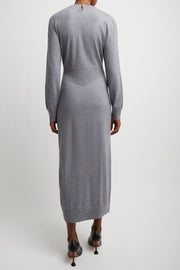 Long sleeves grey cashmere dress