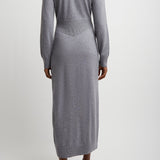 Long sleeves grey cashmere dress