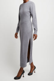 Long sleeves grey cashmere dress