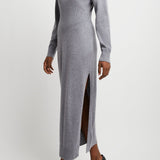 Long sleeves grey cashmere dress