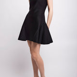 Short sleeve black flare dress
