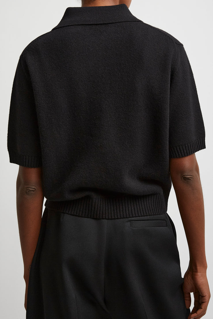Short sleeve black polo
