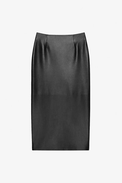 Pencil black leather skirt