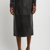Pencil black leather skirt
