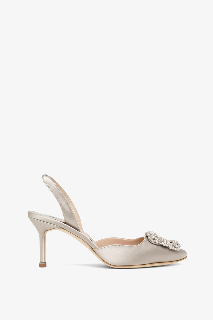 Hangisli 70 light grey satin slingback pumps