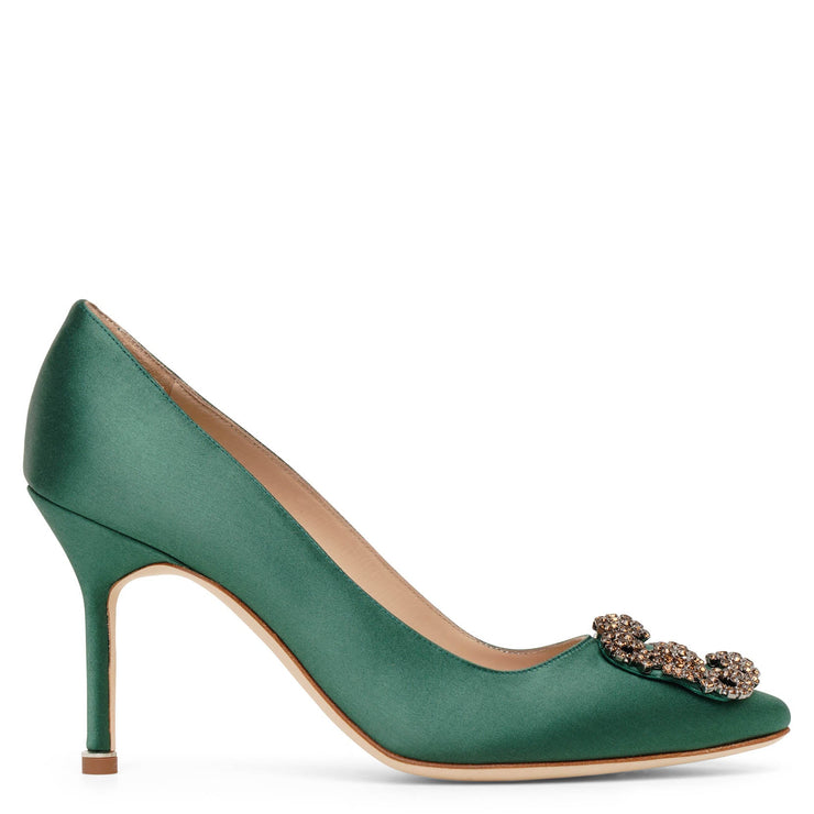 Hangisi 90 green satin pumps