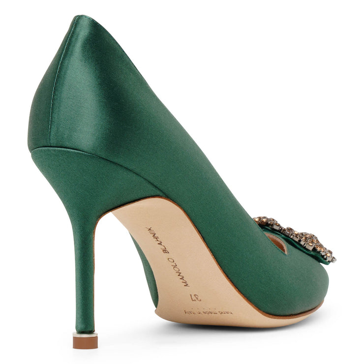 Hangisi 90 green satin pumps