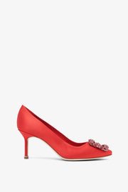 Hangisi 70 red satin pumps