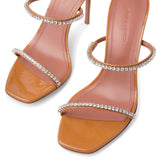 Gilda embellished patent tan leather sandals