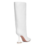 Rain white leather boots