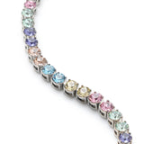 Tennis anklet candy rainbow and silver