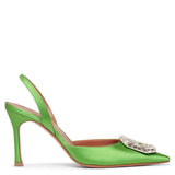 Camelia sling 90 light green satin pumps