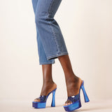 Dalida blue pvc mule sandals