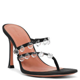 Tina black satin mules