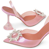 Begum sling crystal embellished pink pvc pumps