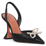 Rosie sling embellished black satin pumps
