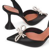Rosie sling embellished black satin pumps