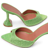 Caroline 95 green crystal mules